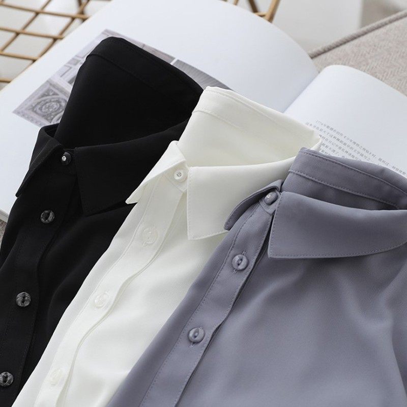 秋季基础款长袖有垂感雪纺白衬衫女职业装双层防透OL气质女衬衣,女装/女士精品,衬衫,淘宝优惠券,粉丝福利购,淘宝优惠卷