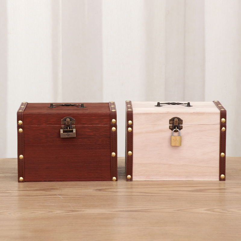 带锁存钱罐儿童木质创意可取网红储蓄罐大人用家用木盒365存钱箱