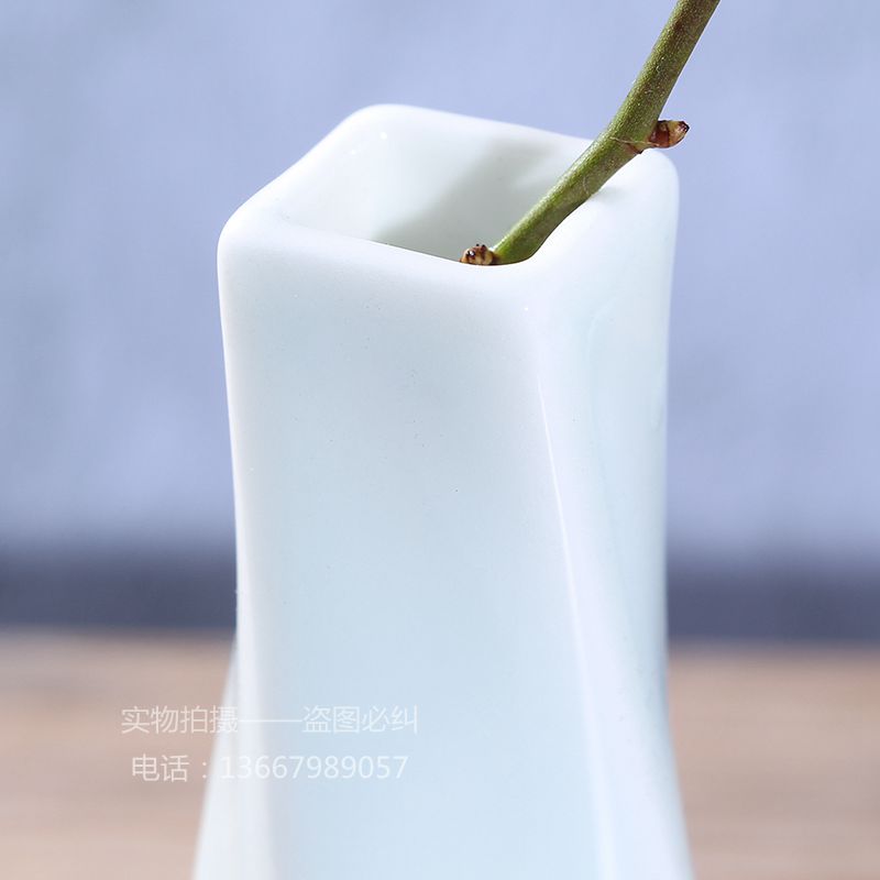 景德镇陶瓷高档手绘花瓶影青中式客厅电视柜家居装饰工艺品摆件设