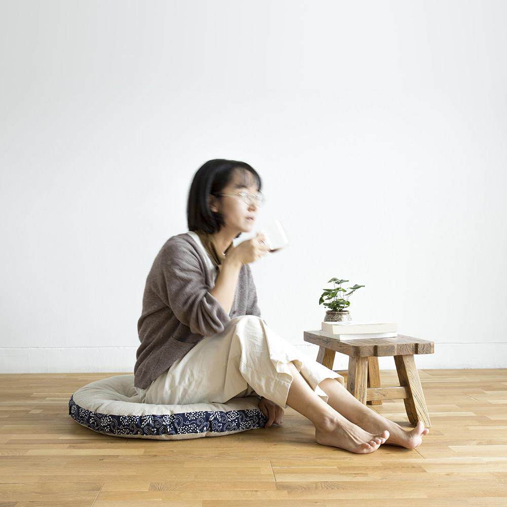 蓝印花布棉麻拼布蒲团薄垫坐垫瑜伽坐地垫打座椅复古乡蒲团风水情