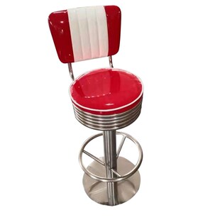 复古红色酒吧KTV吧台凳子前台圆凳商用高脚椅子铁艺美甲店用