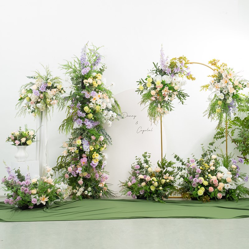 田园婚礼花艺布置舞台拍照迎宾背景仿真插花摆件装饰路引壁挂花排