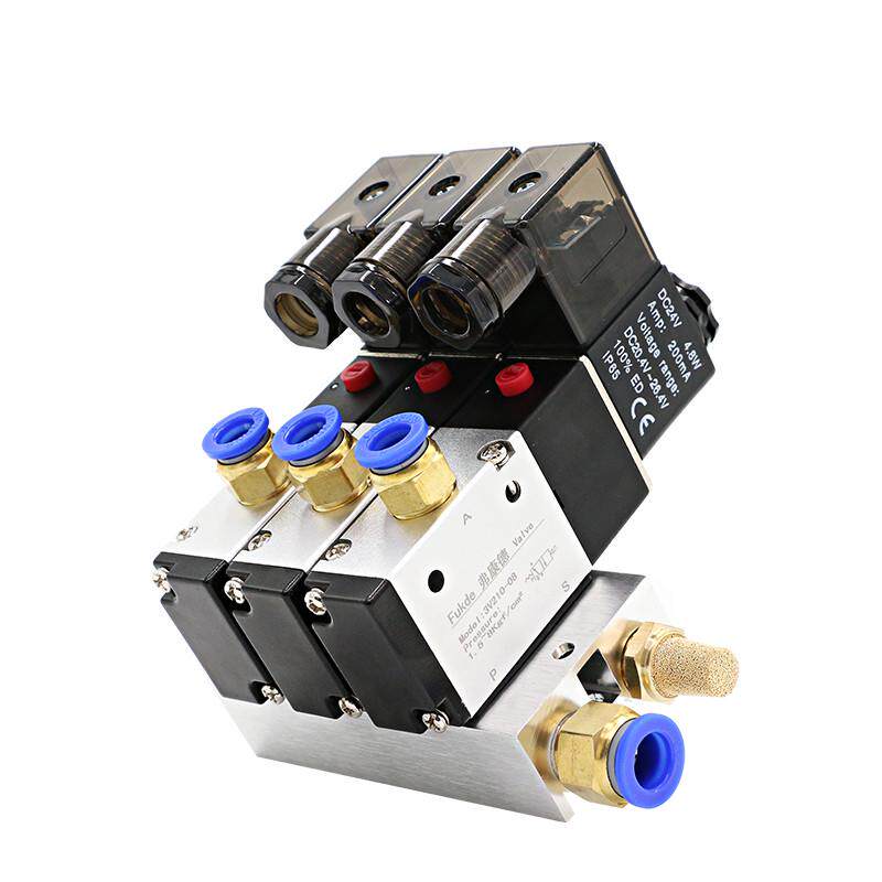 气动电磁控制阀24v线圈220v阀三通二位3V210-08电磁阀组气缸电子