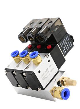 气动电磁控制阀24v线圈220v阀三通二位3V210-08电磁阀组气缸电子