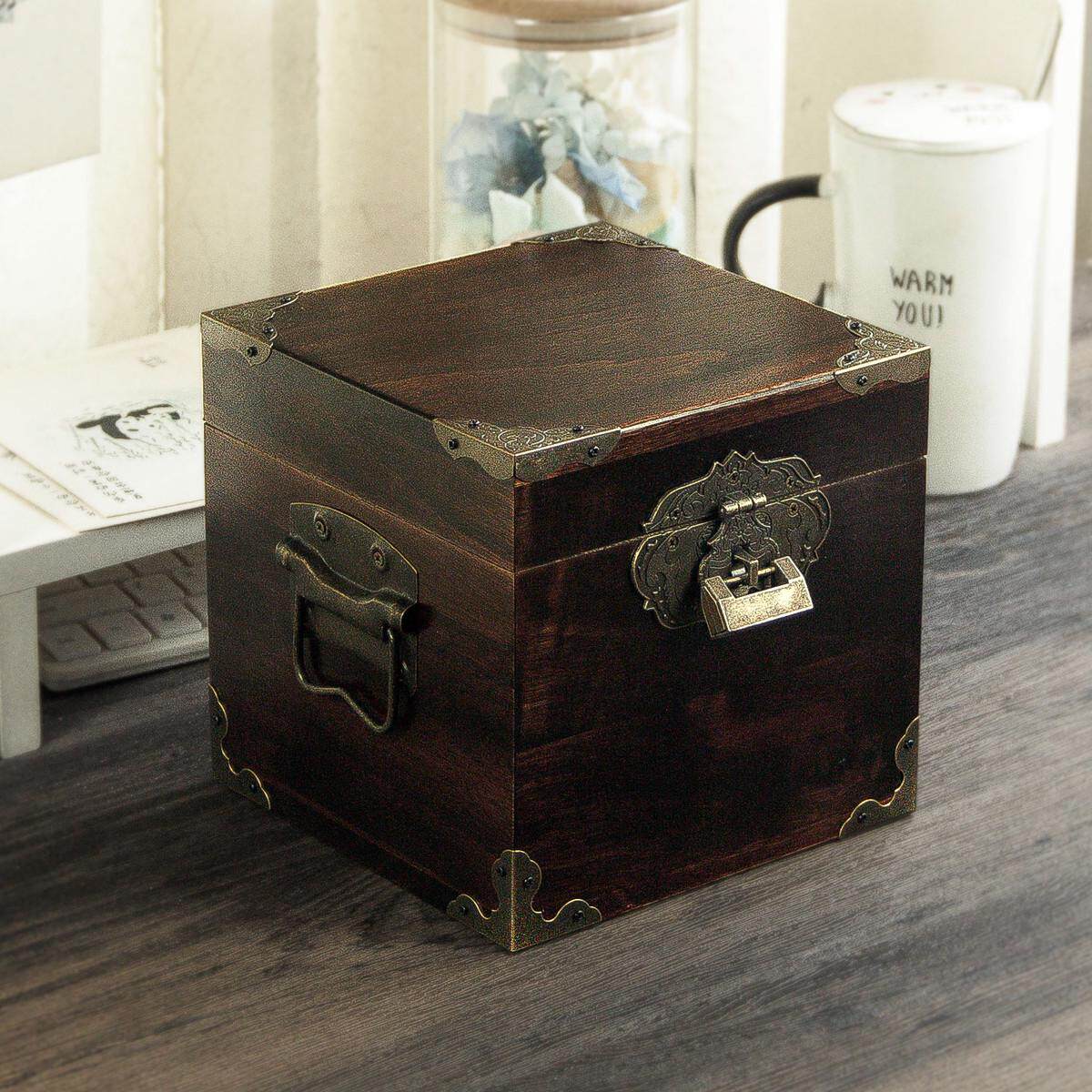 香樟木带锁木箱复古收纳小箱子木盒木盒子箱子樟木正方形储物箱木