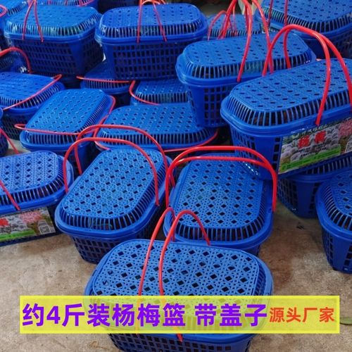 4斤装塑料水果篮草莓篮杨梅篮樱桃篮鸡蛋篮手提方篮子胶框带盖子