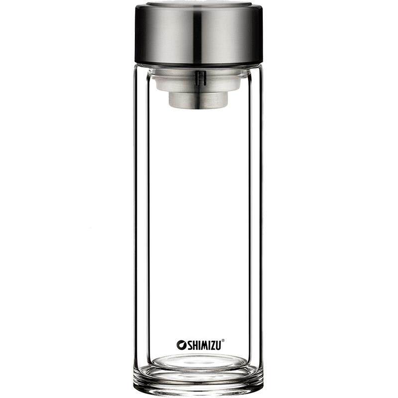 清水玻璃SM-8171杯女透男明双层耐热水杯盖子过滤泡茶杯子家用玻