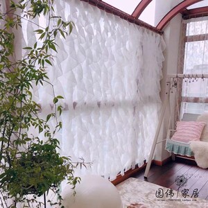 韩式简约白色唯美泡泡帘浪漫梦幻多层蕾丝纱帘试衣帘门帘窗帘