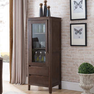 治木工坊全实木酒柜小现代橡木柜简约边电视储物柜高厅北欧环保柜