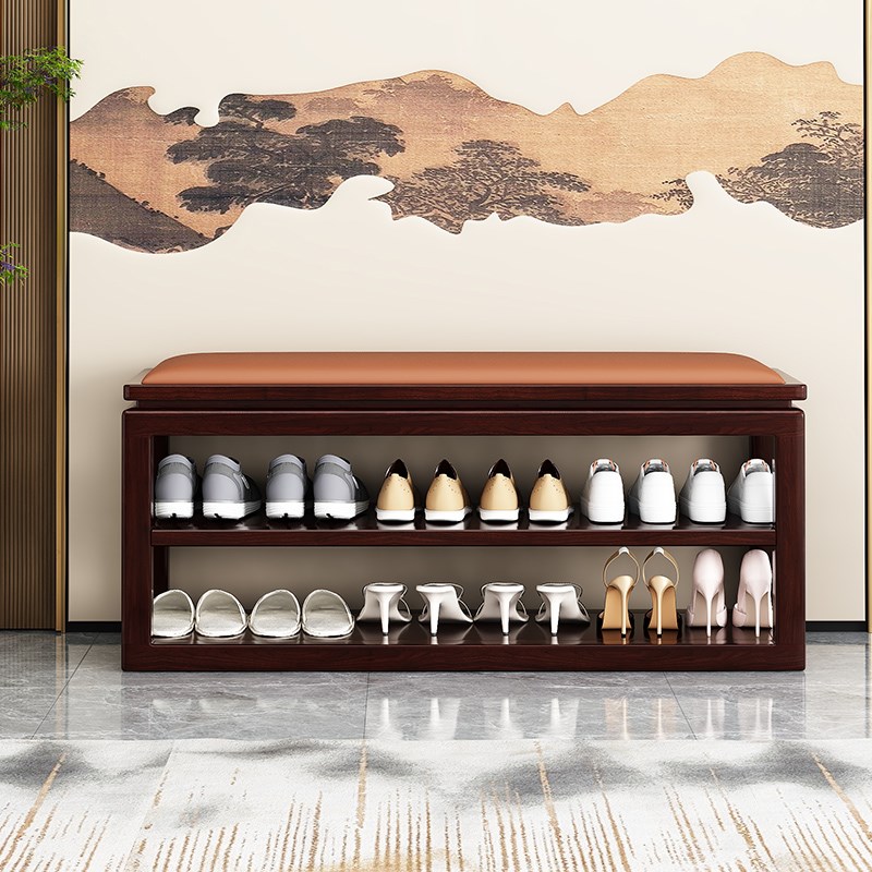 入门换鞋凳高端入户鞋凳乌金木实木鞋架可坐鞋柜中古玄关坐凳家用