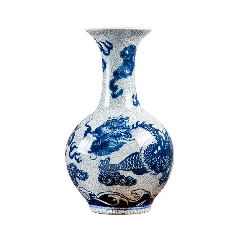 景德镇陶瓷器明清仿古官窑裂纹花瓶摆件插花器家居酒柜装饰品摆件