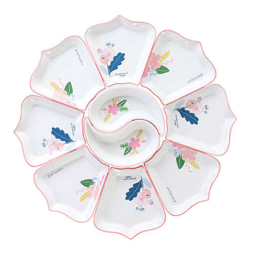 2024新款网红菜盘家用锦绣套装碗碟组合团圆盘拼盘花团套餐具餐盘