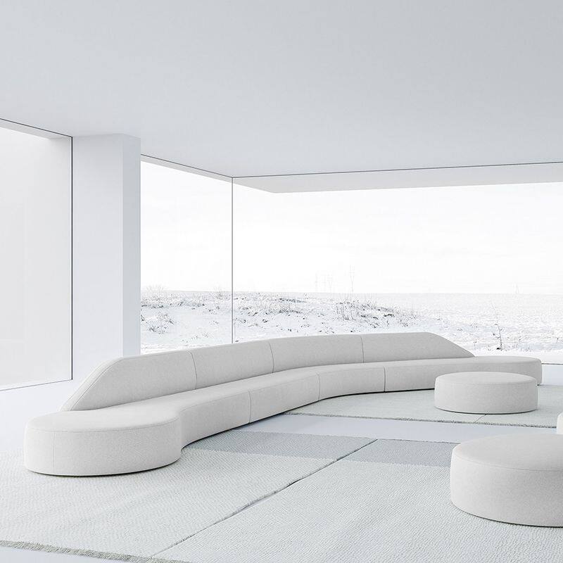 简休闲约弧形布艺半圆形沙发办公室会客区洽谈商务区U型4S店沙发