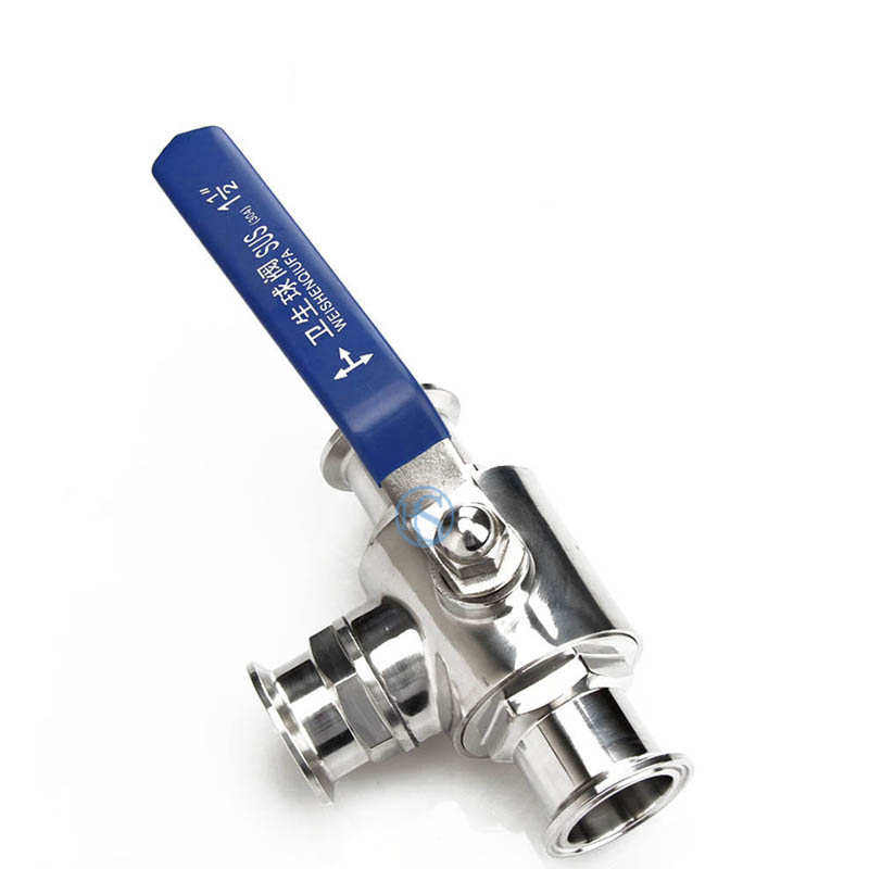 快装三通球阀304不锈钢手动快球阀式卡箍316T级开食品卫生换向型