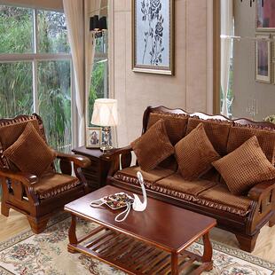 实木沙发垫带靠背加厚海绵坐垫防滑红木沙发椅垫中式 木沙发垫 老式