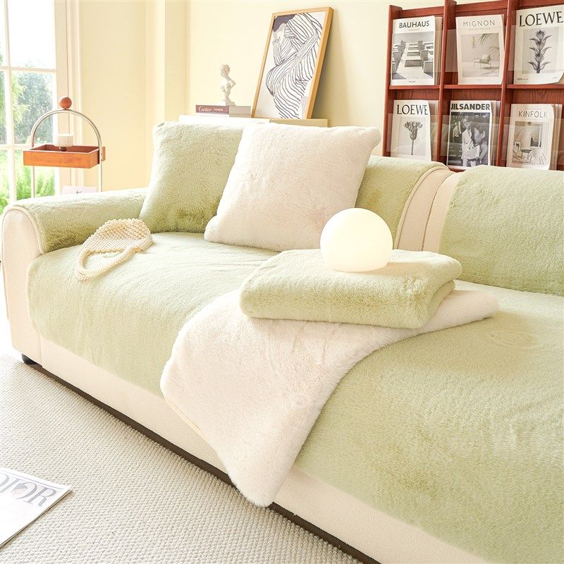 皮草级小兔绒沙发垫2024秋冬新款防滑皮沙发套罩加厚高级感坐垫子,居家布艺,沙发垫,淘宝优惠券,粉丝福利购,淘宝优惠卷