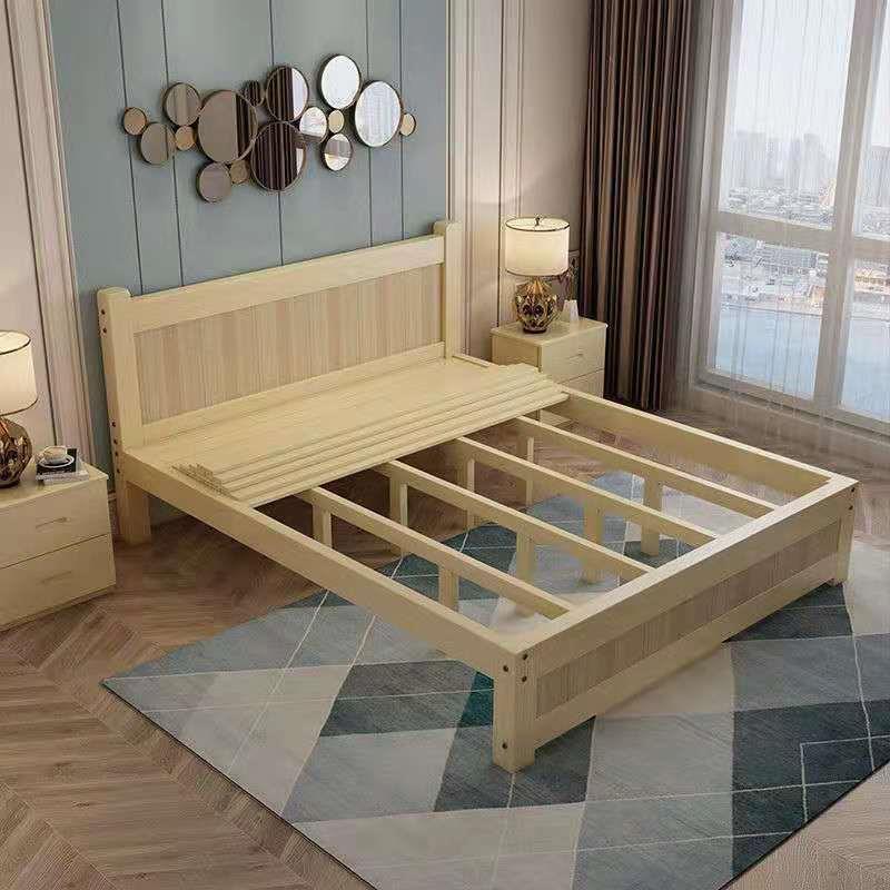 实木床一米八经济型双人床现代一米五主卧一米二出租房简易单人厂