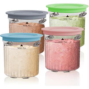 冰淇淋杯四件套 兼容 Ninja Creami Breeze NC100/NC200 冰淇淋机