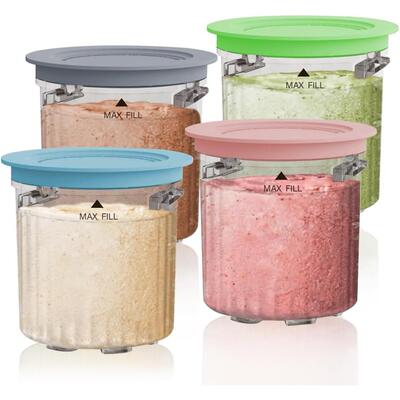 冰淇淋杯四件套 兼容 Ninja Creami Breeze NC100/NC200 冰淇淋机