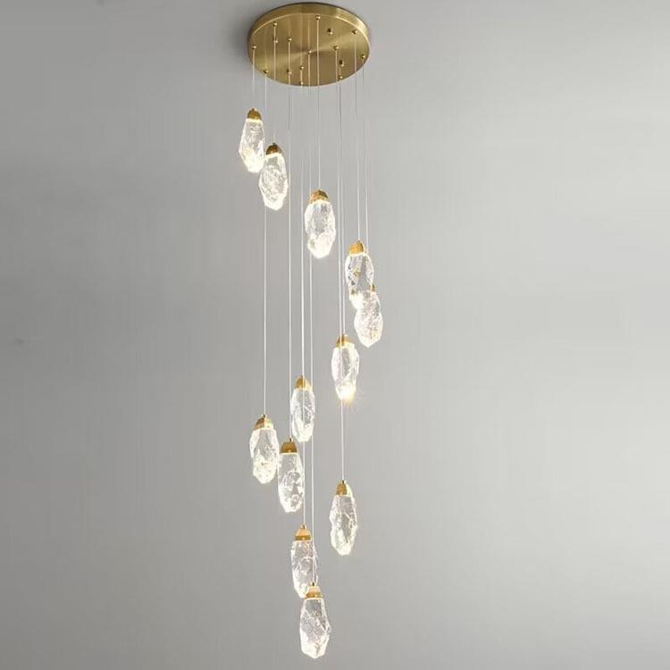 现代轻奢复式楼梯K9水滴吊灯别墅公寓水晶旋转豪华led水晶灯饰