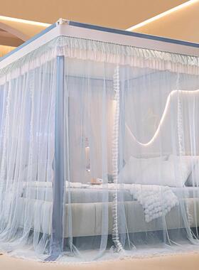20款24092新落地三开门宫廷蚊帐落地单人人蚊帐四柱公主花双5边蚊