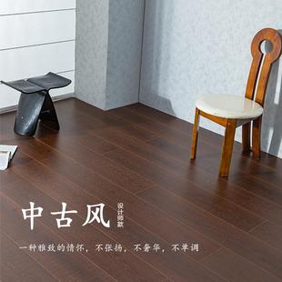 强化复合木地板胡服装家店黑色中古黑桃美式商用复古用防33273滑