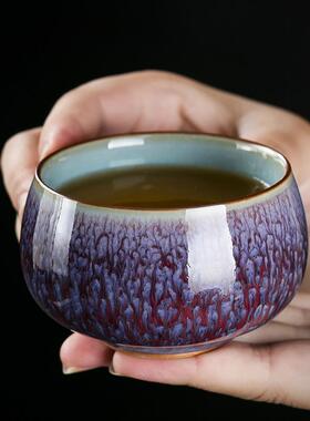 窑变钧人瓷紫色主杯单杯个茶个20221017人专功用夫茶杯茶具窑变杯