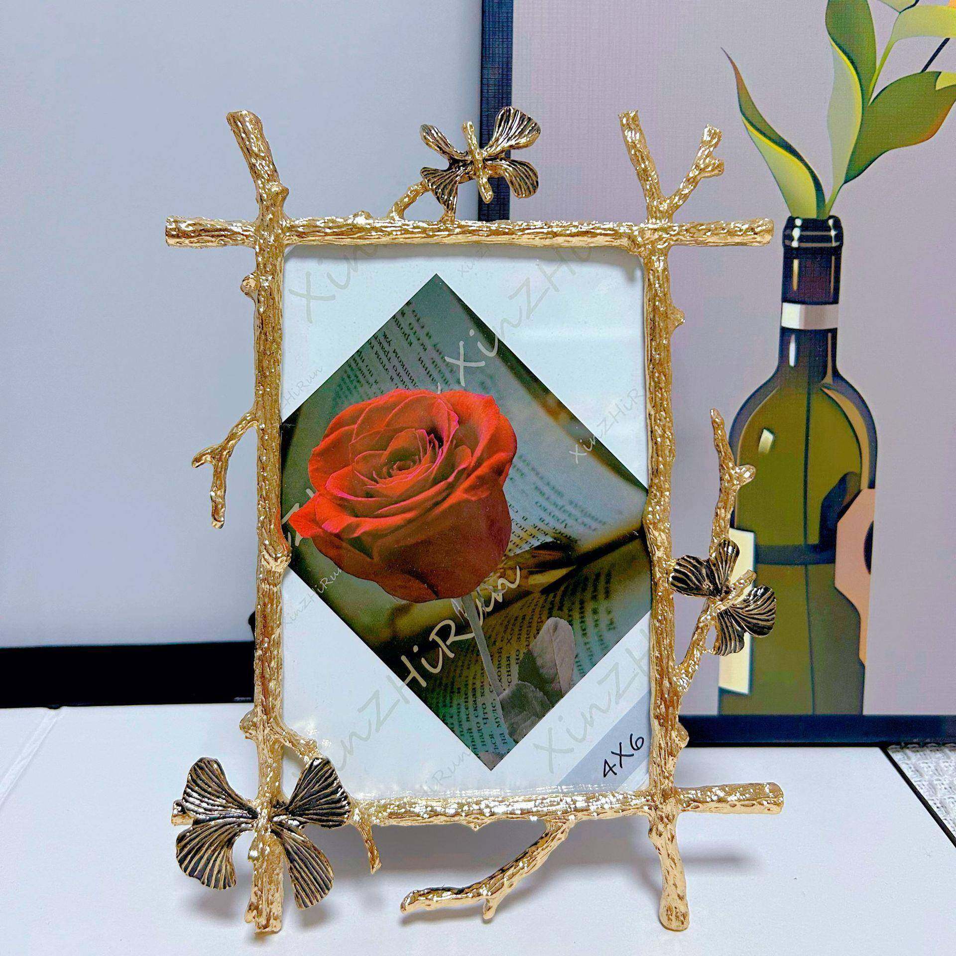 北创意复古相框金金色桌摆件家XK00238属居简约面装饰画框字画镜