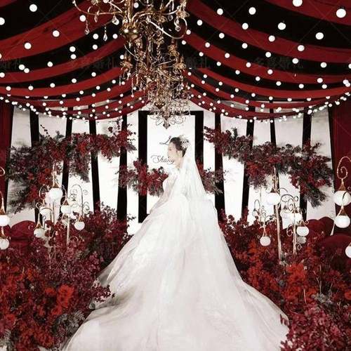 婚庆弹力布顶纱顶幔布幔装饰韩式婚堂礼舞台部飘吊酒店PDD10049云