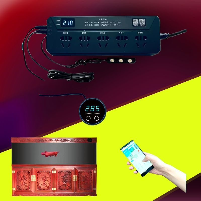 水族爬宠wifi智能插座带控制面板屏幕可远程控制 自动控制加热