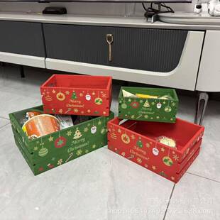 现q251010货圣诞节盒收箱提手式啤酒木条框派对装饰糖果礼品收纳