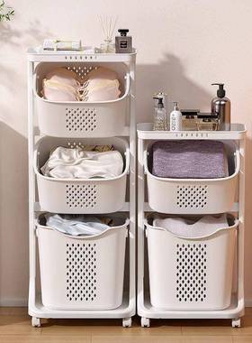 双脏衣篮浴子室脏衣服衣篓分隔多层带轮收纳篮ETQ层脏