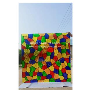 水波纹马赛克彩晶立线艺术隔断屏风教堂焊接钢化玻璃透光