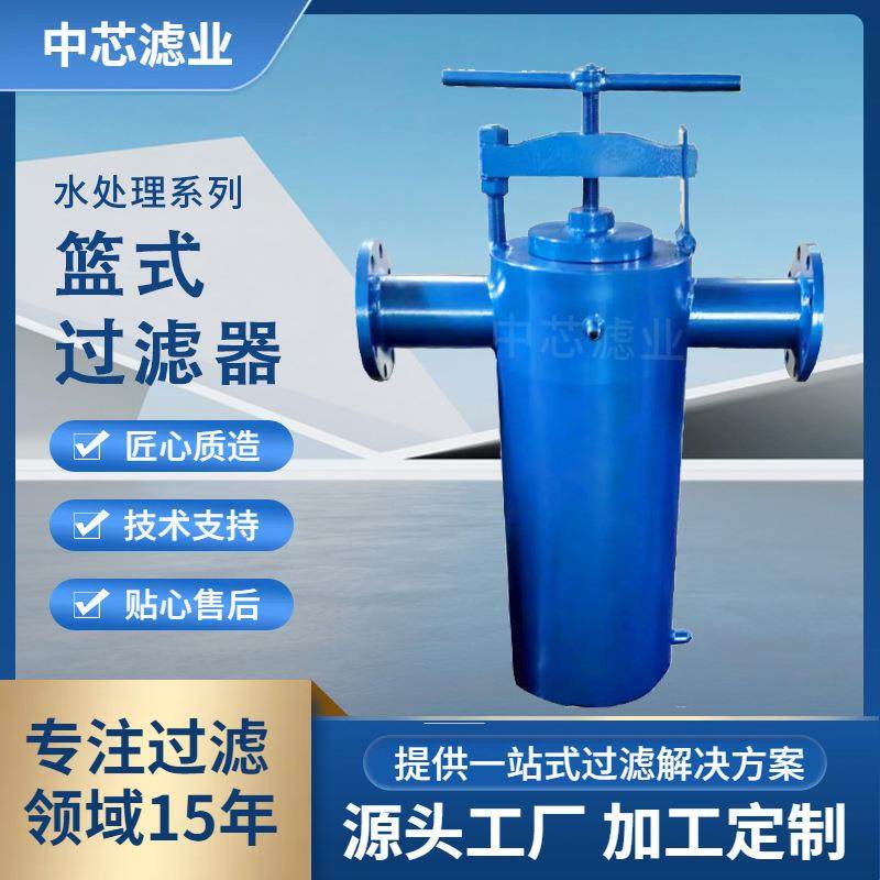 中芯滤业水处理设备蓝式直通过滤器立式快开直通管道过滤器