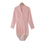 V立领灰色连体衬衫 女工作装 南航面试职业款 高端短袖 连裤 衬衣女