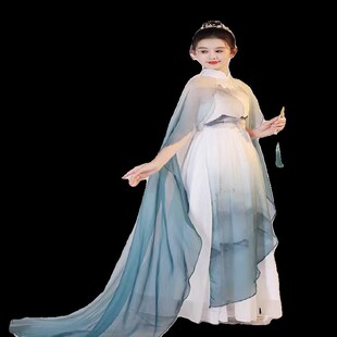 女童高端礼服渐面色弹古筝演出服中国风千里江山艺考民乐演奏礼服