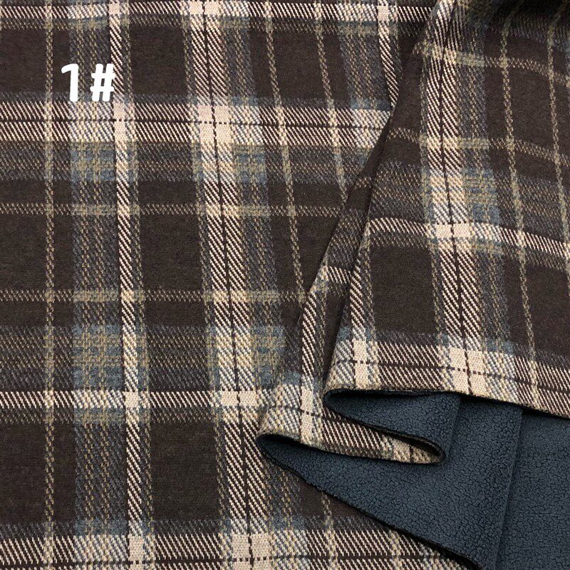 冬款保暖加绒锦棉格子面料厚实弹力英伦风马甲裙外套风衣裤布料