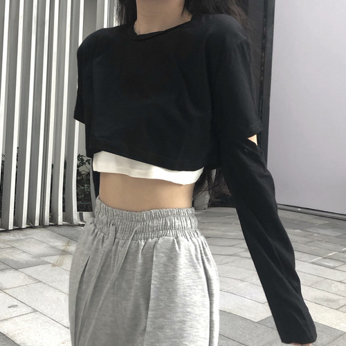 jazz女装爵士街舞DS服装主播性感短款T恤跳舞上衣服女团风打歌服