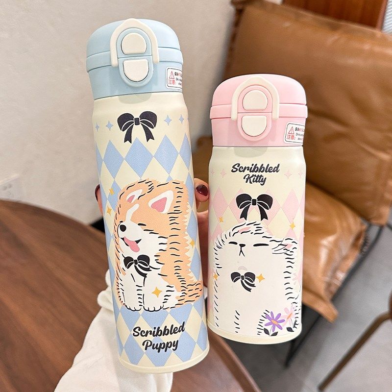 儿童保温杯男孩女孩小学生上学专用水杯子双饮吸管直饮杯防摔便携