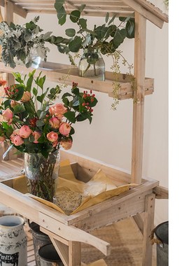 田园风实木花架大推车置物架花店装饰陈列展架多功能橱窗花车摆件