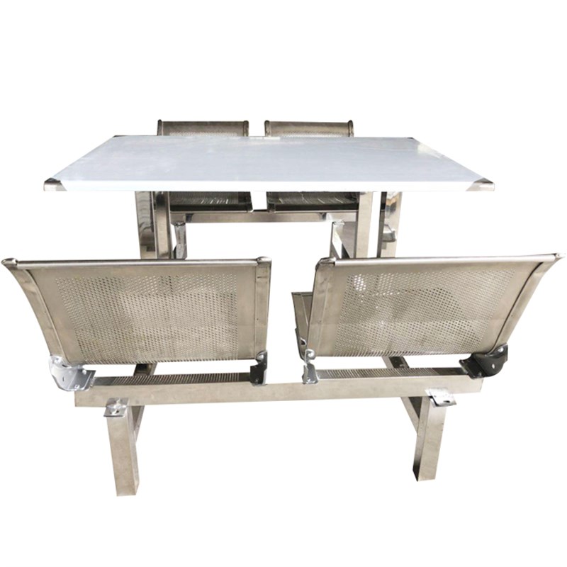 不锈钢食堂快餐桌椅4人6人 位 工厂学校小吃店饭堂连体餐桌子组合
