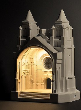 创意结婚礼物教堂水泥小夜灯高档家居摆件送新人闺蜜朋友姐纪念日