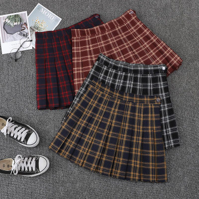 格子百褶裙女春夏短款裙高腰复古格纹a字半身裙秋显瘦百搭短裙裤