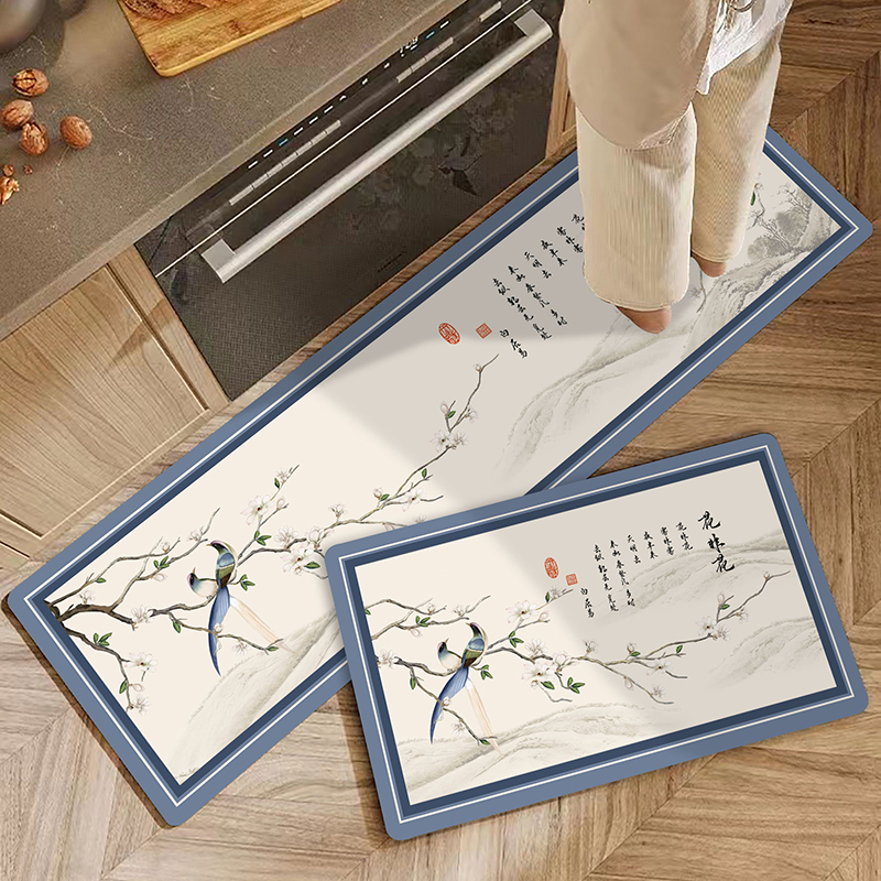 厨房吸水防油污矽藻泥地垫新中式禅意入户门防滑防尘地垫浴室门垫