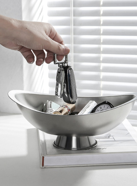 玄关钥匙置物托盘轻奢收纳盒桌面摆件小杂物收纳装饰品北欧简约风