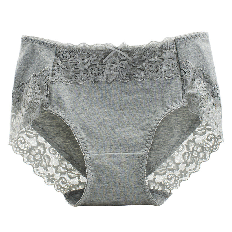 3条装中腰蕾丝纯棉三角裤全棉底裆包臀舒适无痕内裤女士舒适短裤