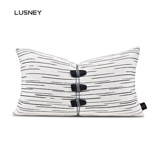 高级感新中式沙发抱枕套黑白肌理配饰腰枕样板房床头定制背垫靠垫