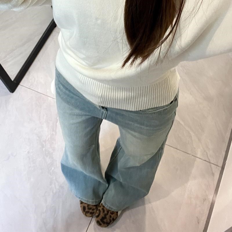 复古浅色微喇牛仔裤女春季新款胖mm梨形身材不贴腿高腰显瘦喇叭裤