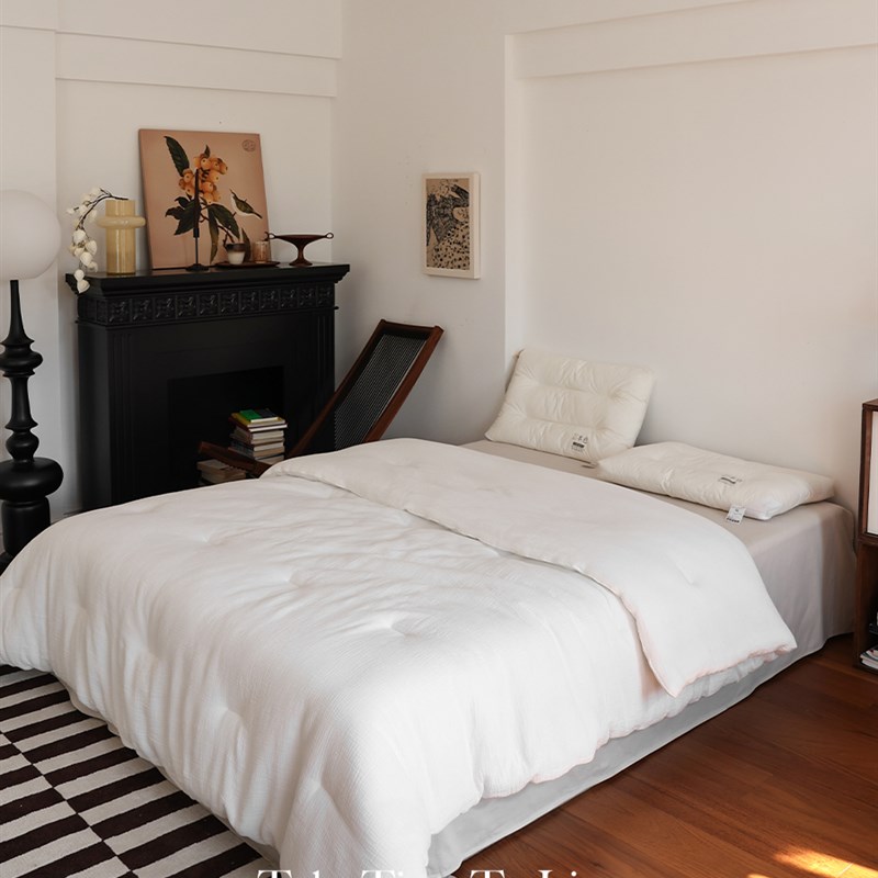 花时间生活A类日式全棉双层纱布被芯纤维被子春秋被加厚保暖冬被