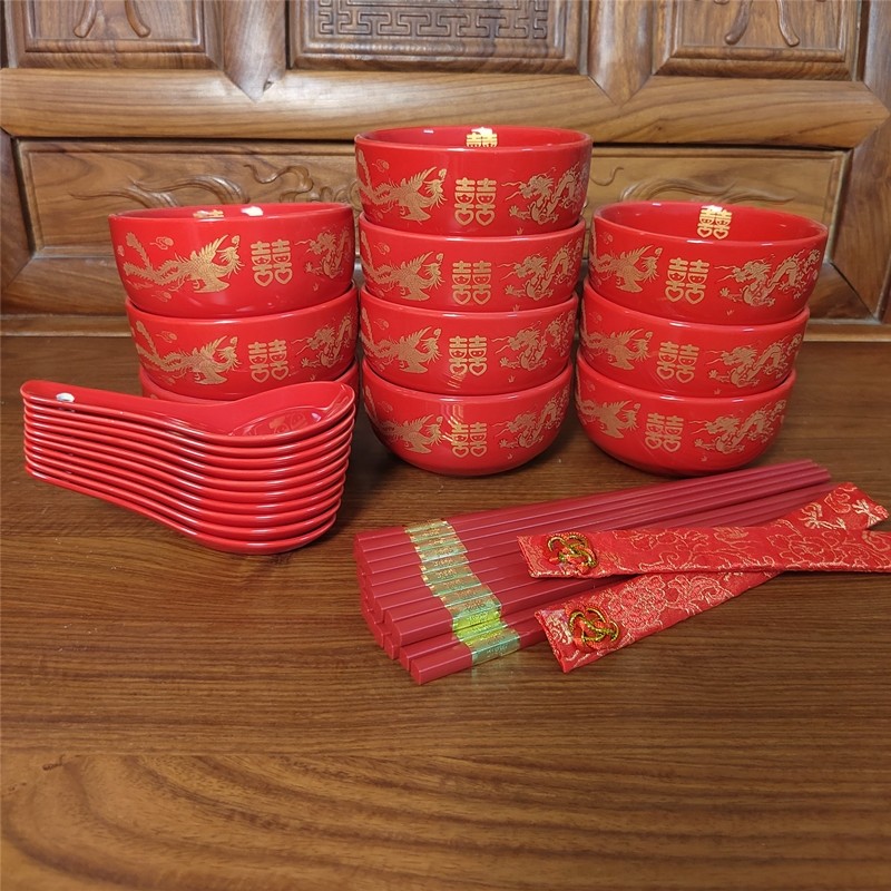 结婚红碗喜碗金喜筷子组新人陪嫁新娘嫁妆陶瓷喜碗喜筷喜勺套装,节庆用品/礼品,喜碗/敬茶杯,淘宝优惠券,粉丝福利购,淘宝优惠卷